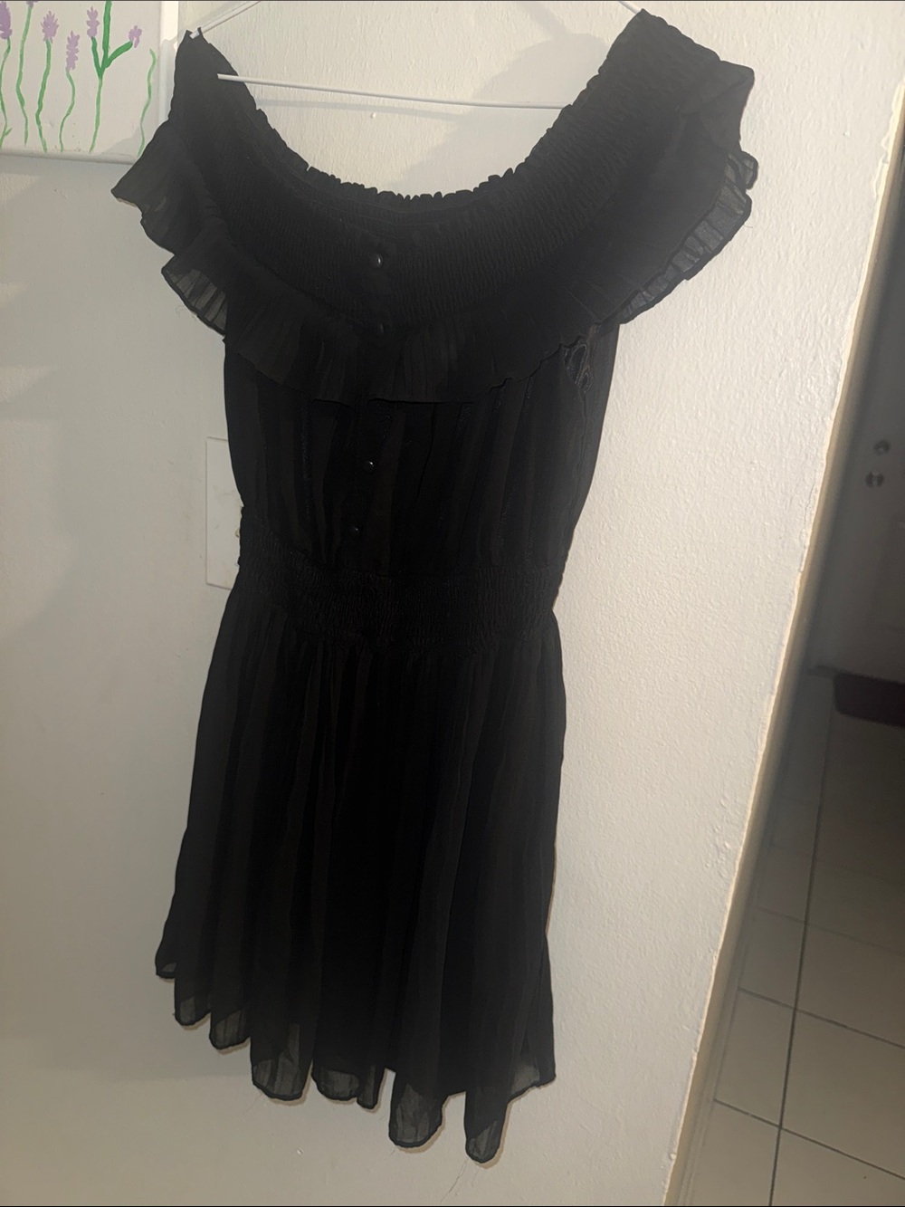 Black Off-Shoulder Ruffle Summer Dress